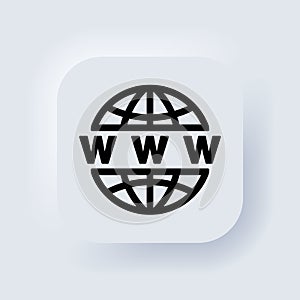 Web icon. Vector. Www icon. Go to web symbol. Website or internet flat vector icons for apps and websites. Neumorphic UI UX white