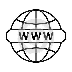 Web icon. Www globe icon. Website or internet flat vector icons for apps and websites. Go to web symbol. Vector icon, Isolated on