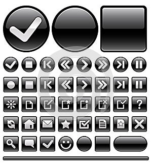 Web icons & buttons - black