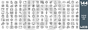 Web Icons Pack. Web, internet icons. Paper work icons. Thin line icons set. Flat icon collection set. Simple vector icons