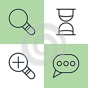 Web Icons Set. Collection Of Increase Loup, Research, Hourglass And Other Elements. Also Includes Symbols Such As