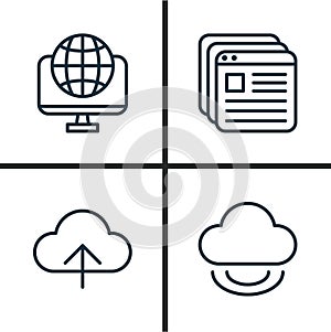 Web Icons Set. Collection Of Virtual Storage, Computer Network, Website Bookmarks And Other Elements. Also Includes