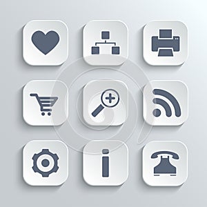 Web icons set - vector white app buttons