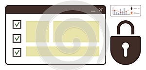 Web Interface with Checklist and Security Lock Symbolizing Secure Data Management