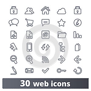 Web Interface Design Elements Line Icons