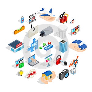 Web interface icons set, isometric style