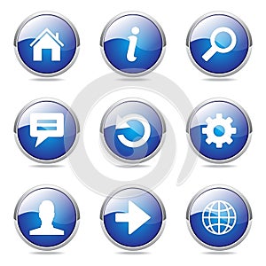 Web Internet Blue Vector Button Icon Set