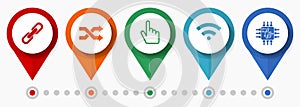 Web, internet, computer concept vector icon set, flat design pointers, infographic template
