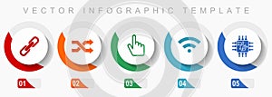 Web and internet icon set, miscellaneous icons such as chain, arrows, finger, signal and chip, flat design vector infographic