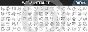 Web and internet line icons collection. Big UI icon set in a flat design. Thin outline icons pack. Vector illustration EPS10