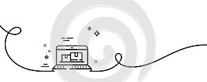 Web inventory line icon. Wholesale computer sign. Continuous line with curl. Vector