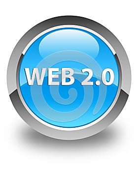 Web 2.0 glossy cyan blue round button