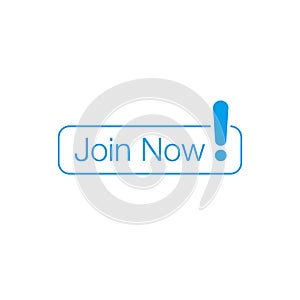 Web Join Now button with exclamation mark. can be used for website banners, blogs, content updates and news feed, web forms. Stock
