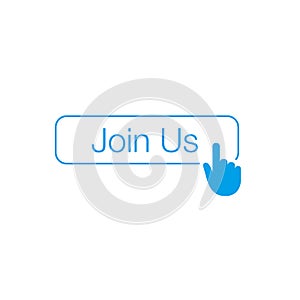 Web Join Us button with cursor hand.can be used for website banners, blogs, content updates and news feed, web forms. Stock Vector