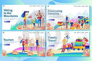 Web landing page design template for family travel tourism, camping. photo