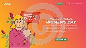 Web landing page flat International Women`s Day template