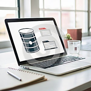 Web layout with database isolated on white background