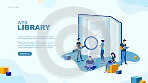 Web library page concept. Education. Knowledge. Science. Digital archive.