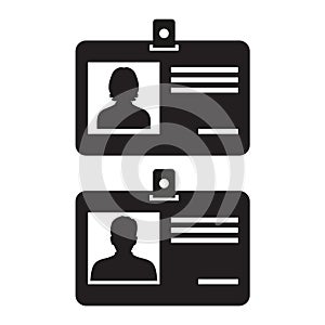 Web line icon. Business; blank id cards with clasp badge