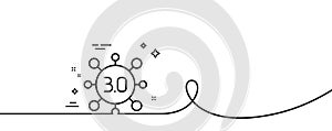 Web3 line icon. Web 3.0 internet technology sign. Continuous line with curl. Vector