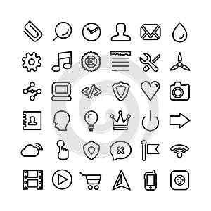 Web line icon set. Thin icons isolated on white