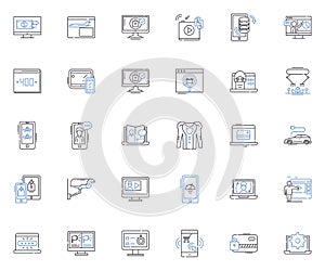 Web line icons collection. Browser, HTML, CSS, JavaScript, Server, Hosting, Domain vector and linear illustration. URL