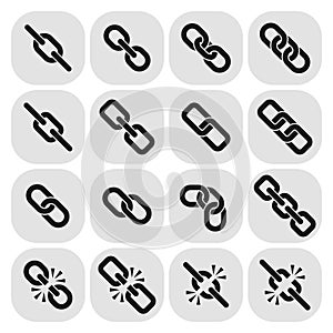 Web link, hyperlink, chain vector icons