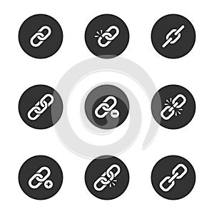 Web link icon set in black round frame