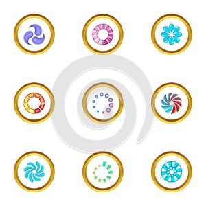 Web loading icons set, cartoon style