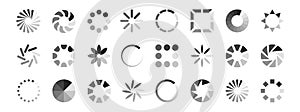 Web loading icons vector. Load indicators isolated on white background