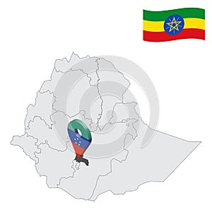 Location Sidama Region on map Ethiopia. 3d location sign similar to the flag of  Sidama. Quality map  with  provinces Ethiopia for photo