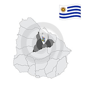 Location Tacuarembo Department  on map Uruguay. 3d location sign similar to the flag of  Tacuarembo Department. Quality map  with photo