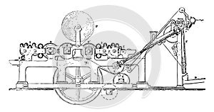 Web Machine Printing Press, vintage illustration
