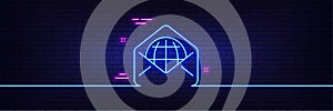 Web Mail line icon. Message correspondence sign. Neon light glow effect. Vector