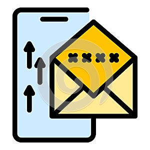 Web mail safe authentication icon color outline vector