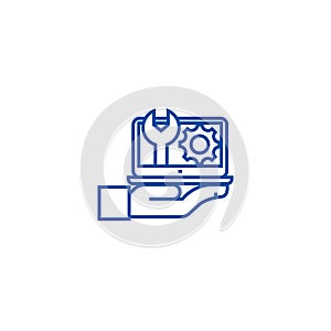Maintenance, computer support line icon concept. Maintenance, computer support flat vector symbol, sign, outline
