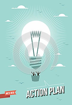 Web marketing action plan light bulb illustration