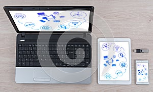 Web marketing concept on different devices