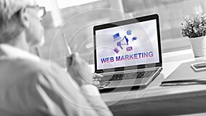 Web marketing concept on a laptop screen