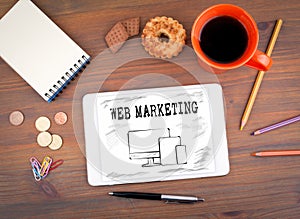 Web Marketing concept. Text and icon