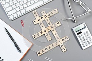 Web marketing concept with words from cubes