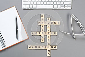 Web marketing concept with words from cubes
