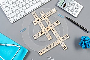 Web marketing concept with words from cubes