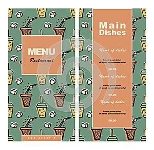 Menu design for cafe, coffee shop, bistro, restaurant. Hand drawn vector