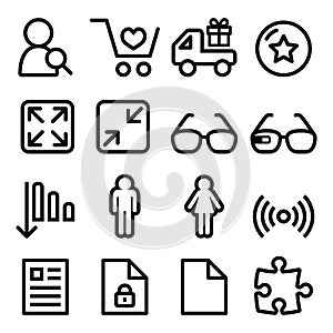 Web menu navigation line icons set - shopping, document