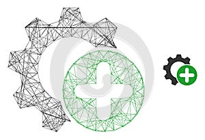 Web Mesh Add Settings Gear Vector Icon