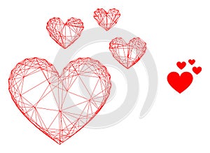 Web Mesh Love Hearts Vector Icon