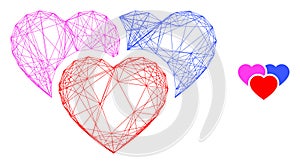Web Mesh Love Hearts Vector Icon