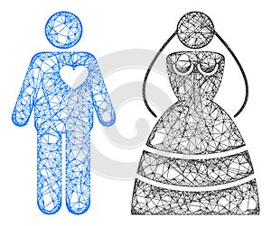 Web Mesh Marriage Persons Vector Icon