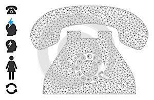 Web Mesh Pulse Phone Icon with Simple Symbols